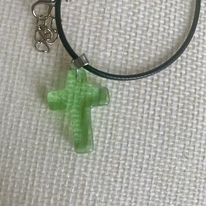 Translucent Green Cross Pendant Necklace